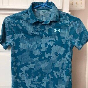 Boys Youth Size M Under Armour Shirt with collar HeatGear Loose